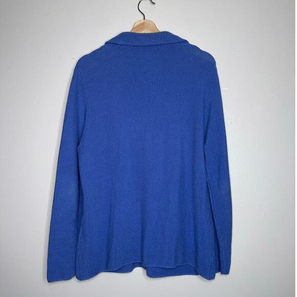 Lasserre Blue Knit Blazer Cardigan Cotton Acrylic Button Front Medium Pockets - Picture 7 of 7